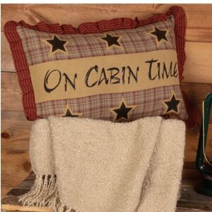 Country Star Plaid Cabin Ruffled Large Throw Pillow Rustic Lodge Decor